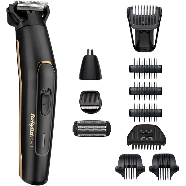 Babyliss Aparat de tuns si ras BaByliss MT860E Carbon Titanium 11in1 Multi Trimmer, 11 Accesorii, 4 capete, Negru