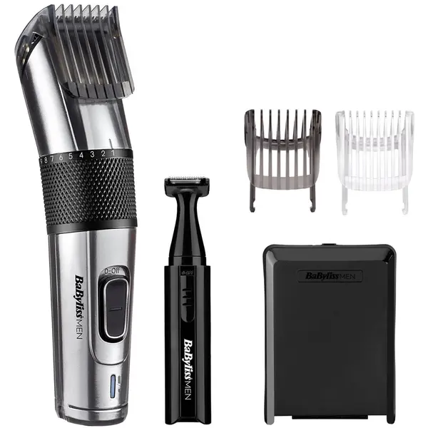 Babyliss Masina de tuns BaByliss E977E cu fir/fara fir, timp de functionare 75 de minute, lama din titan, Argintiu/Negru