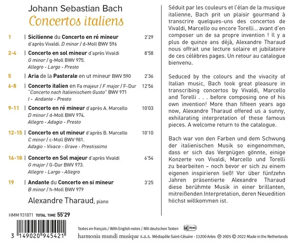 Bach: Italian Concertos | Johann Sebastian Bach, Alexandre Tharaud