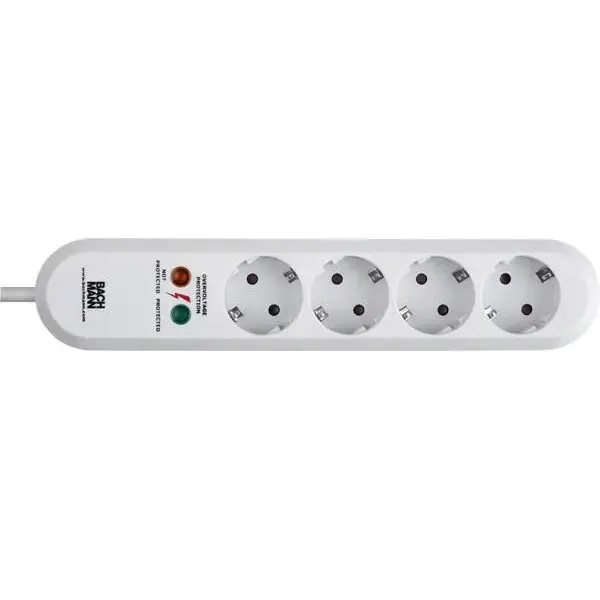 BACHMANN Prelungitor Bachmann B381.2212K, 4x Schuko, 1.5m, Alb