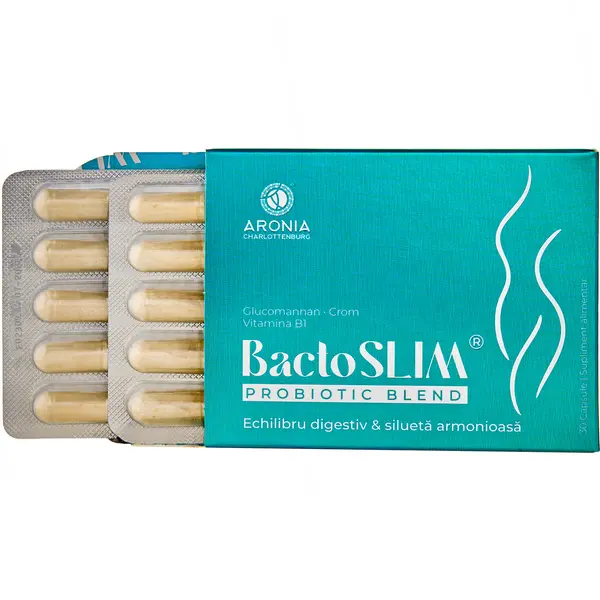 BactoSLIM® — formulă premium pentru digestie echilibrată și controlul apetitului, cu probiotice, prebiotice, plante și nutrienți esențiali