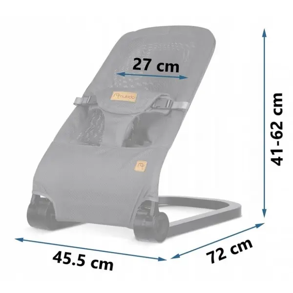 Balansoar 2in1 pentru bebelusi Nukido Baby Bouncer Gri deschis, de la nastere si pana la 9kg, pliabil, centura de siguranta, spatar reglabil, husa detasabila si jucarii