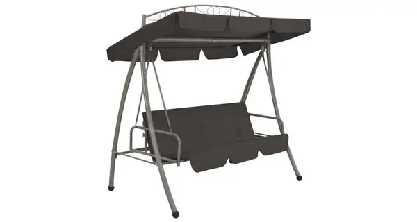 Balansoar extensibil cu copertina antracit 198x120x205 cm otel