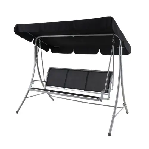 Balansoar gradina ADEO, pentru 3 persoane, otel/textil, 202 x 118 x 157.5 cm, Gri