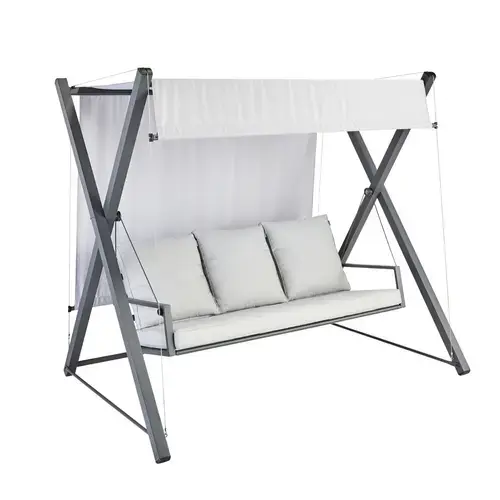 Balansoar gradina Naterial Odyssea, pentru 3 persoane, otel/textil, 213 x 155 x 189 cm, Gri