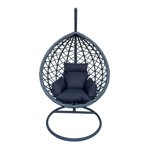 Balansoar Lyere, Pako World, Gri, Ratan, 120x108x195 cm
