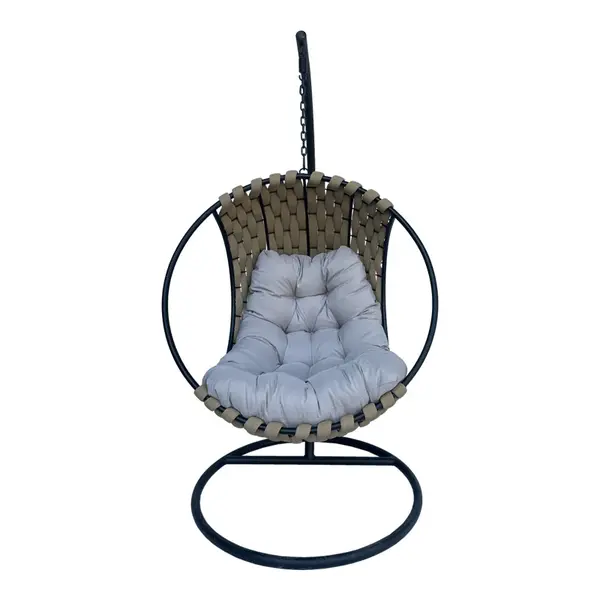 Balansoar Makito, Negru, PVC, Bej-Gri, 100x105x195 cm