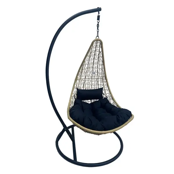 Balansoar scoica suspendat de gradina, Soleil, Negru, 120x95x195 cm