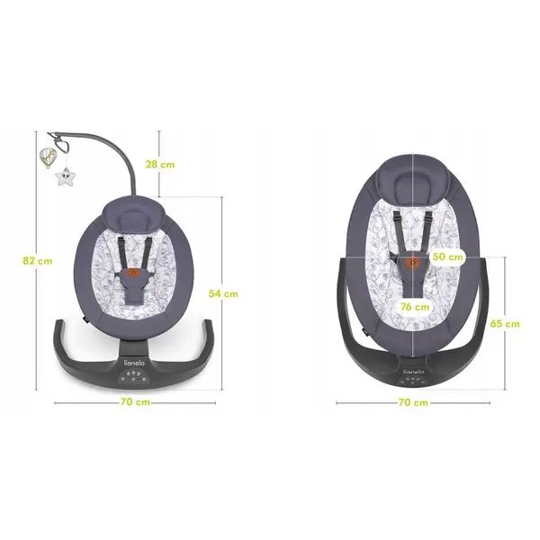Balansoar si sezlong copii Lionelo Ralf 2 in 1 electric Gri Grafit