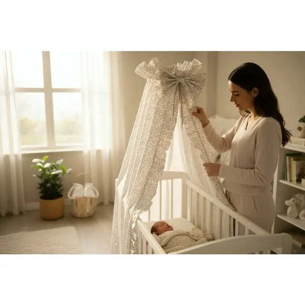 Baldachin pentru patut MimiNu Premium 210x145 cm Meadow