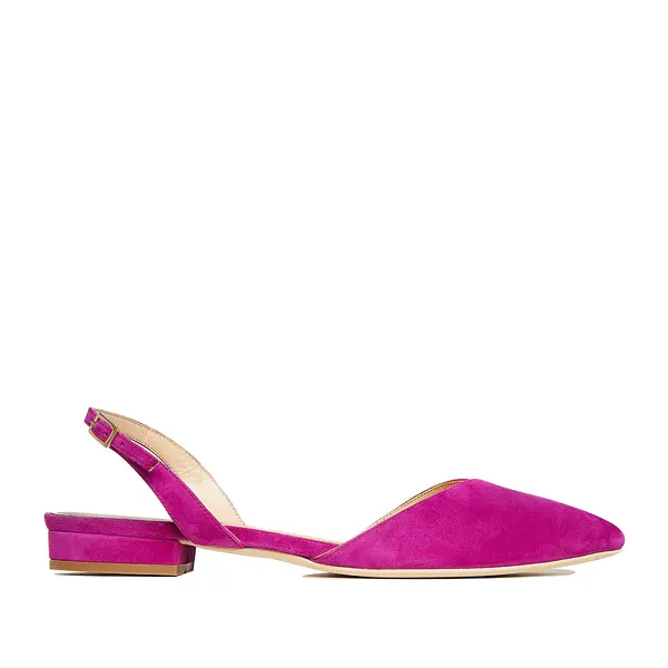 Balerini Alice in V, Piele Intoarsa, Fucsia - 41 / 1 cm