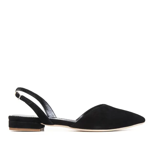 Balerini Alice in V, Piele Intoarsa, Negri - 41 / 9.5 cm