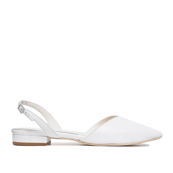 Balerini Alice in V, Piele Naturala, Albi - 35 / 1 cm