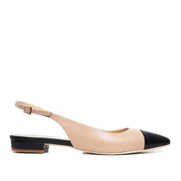 Balerini Alice, Piele Naturala, Nude-Negru - 41 / 8 cm