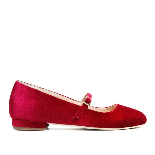 Balerini Carrie, Catifea, Rosu-Intens - 36 / 1 cm
