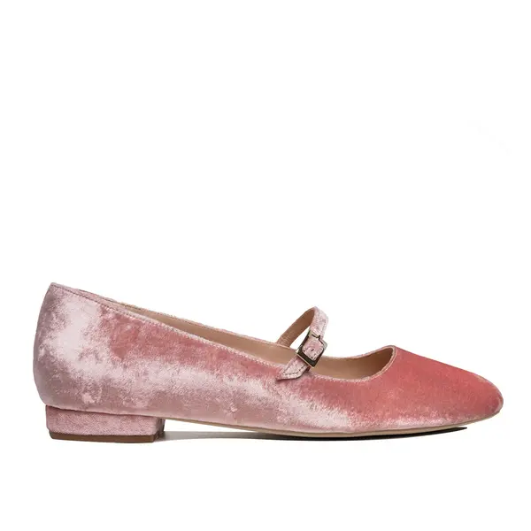 Balerini Carrie, Catifea, Roz-Piersica - 39 / 1 cm