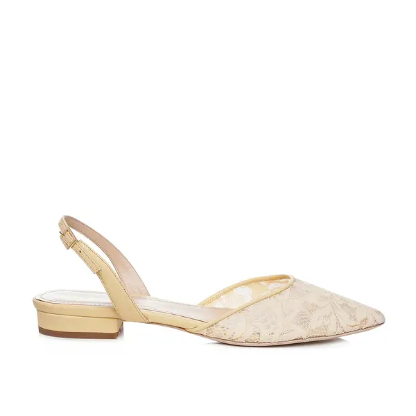 Balerini Ines Piele Naturala/Dantela, Galben - 36.5 / 1 cm
