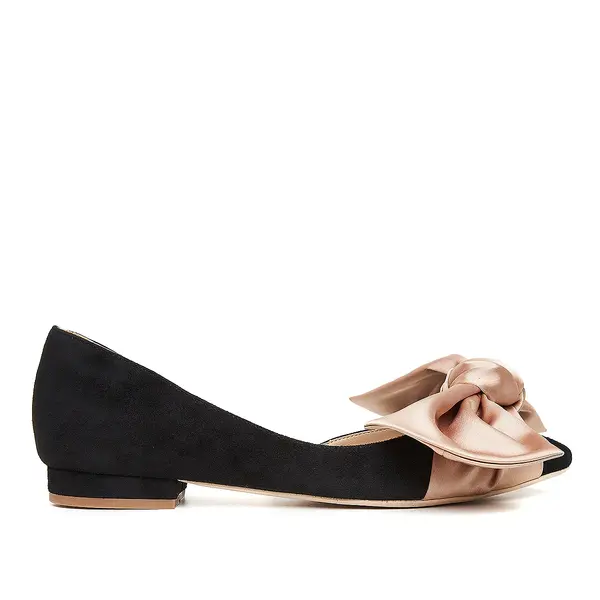 Balerini Samantha cu Funda, Piele Intoarsa, Negri - 41 / 8cm