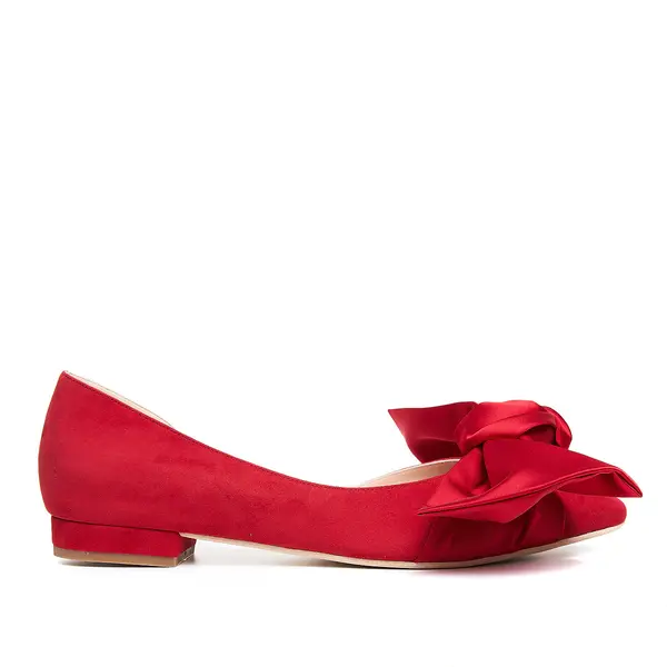 Balerini Samantha cu Funda, Piele Intoarsa, Rosii - 40 / 8 cm