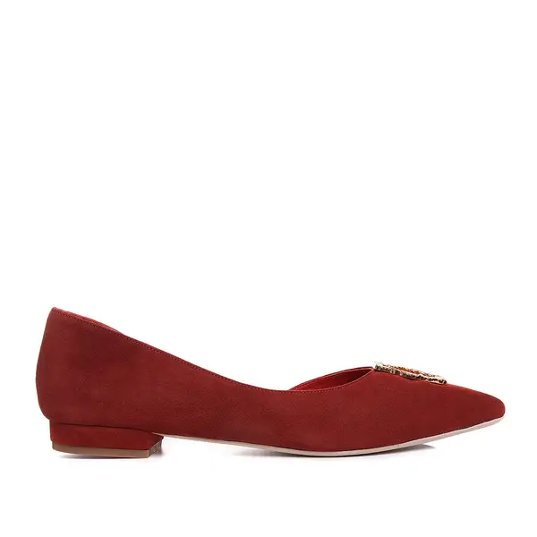 Balerini Samantha Piele Intoarsa, Caramiziu - Accesoriu Hexagonal - 34 / 11cm