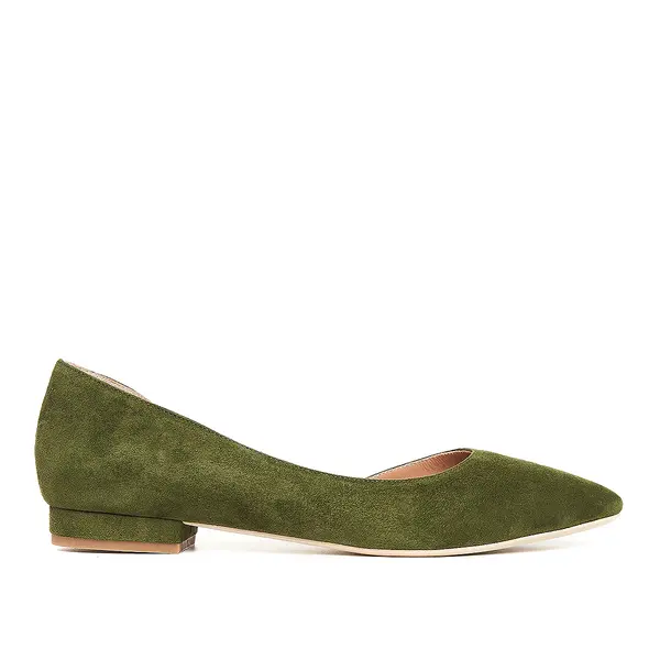 Balerini Samantha Piele Intoarsa, Kaki - 37.5 / 9.5cm