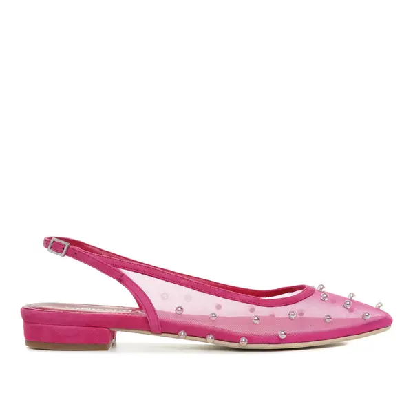 Balerini Zoe, Mesh/Piele Intoarsa, Varf Ascutit, Fucsia - 34 / 6.5 cm
