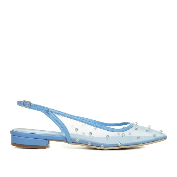 Balerini Zoe, Mesh/Piele Naturala, Varf Ascutit, Blue - 41.5 / 8 cm