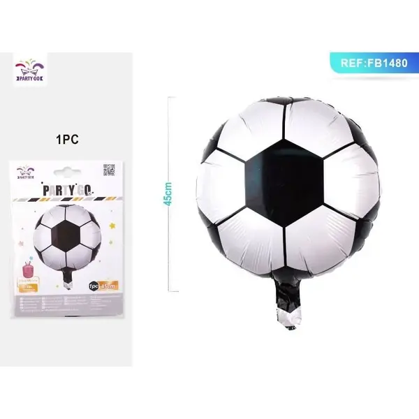 Balon din folie PartyGo Minge de fotbal, 45cm, alb negru