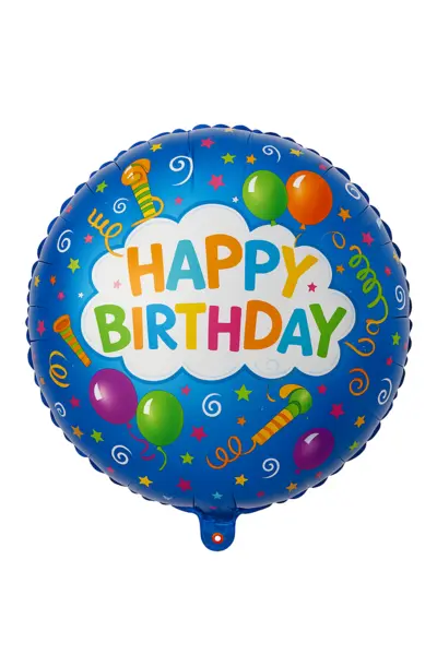 Balon folie 45cm Happy Birthday albastru - decor colorat pentru aniversari
