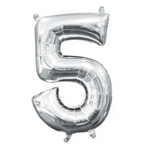 Balon folie argintiu cifra 5