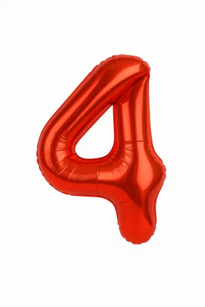 Balon folie cifra 4 rosu, 35 cm, pentru aniversari si decor, 1 buc