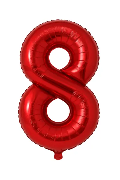 Balon folie cifra 8 rosu, 35 cm, pentru aniversari si petreceri, 1 buc