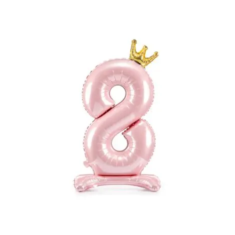 Balon folie cu stativ roz cifra 8