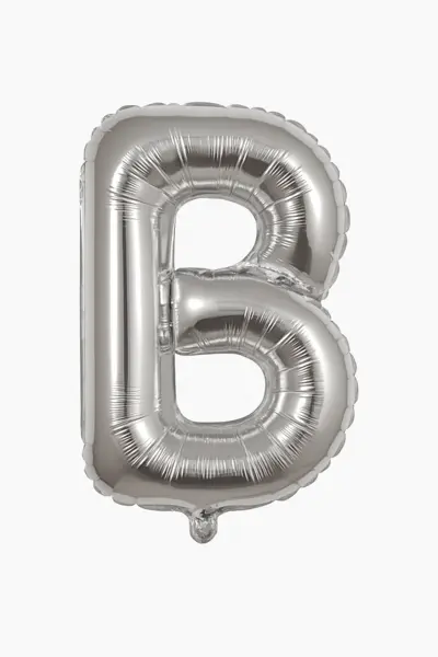 Balon folie litera B argintiu 35 cm, decor pentru petreceri si aniversari, 1 buc