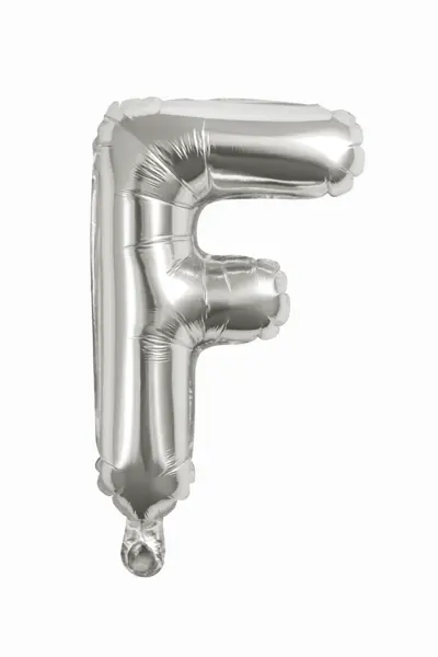 Balon folie litera F argintiu, 35 cm, decor petreceri si aniversari, 1 buc
