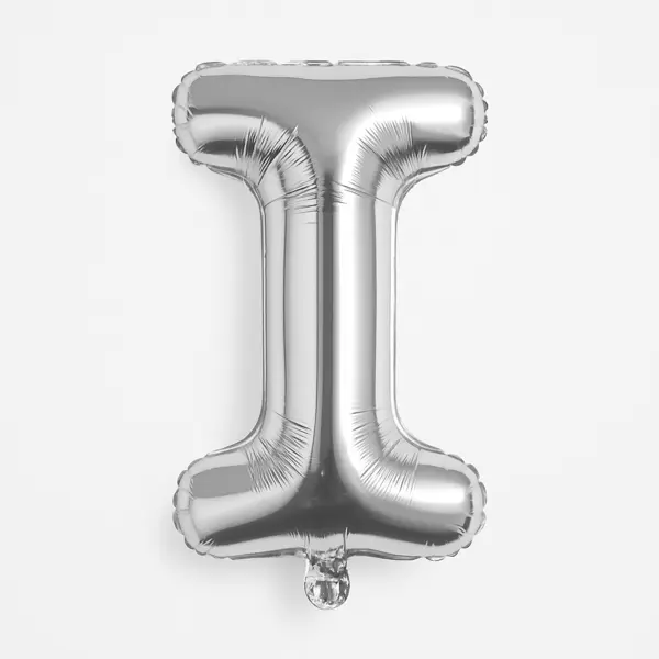 Balon folie litera I argintiu 35 cm, decor aniversari si petreceri, 1 buc
