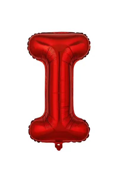 Balon folie litera I rosu 35 cm, decor aniversari si petreceri, 1 buc