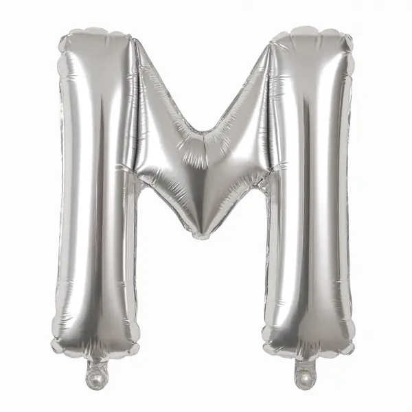 Balon folie litera M argintiu, 35 cm, decor aniversari si petreceri, 1 buc