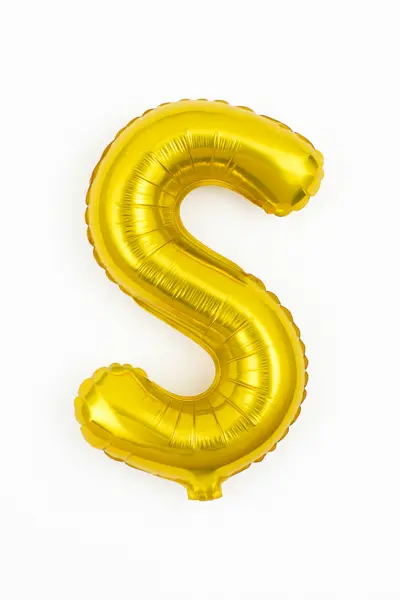 Balon folie litera S auriu, 35 cm, decor aniversar si petreceri, 1 buc