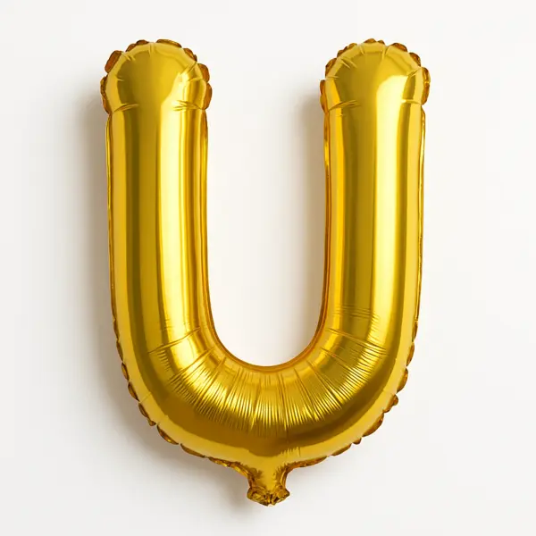 Balon folie litera U auriu, 35 cm, pentru aniversari si decor, 1 buc