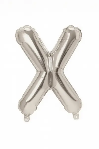 Balon folie litera X argintiu, 35 cm, decor petreceri si aniversari, 1 buc
