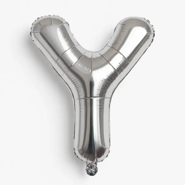 Balon folie litera Y argintiu, 35 cm, decor petreceri si aniversari, 1 buc