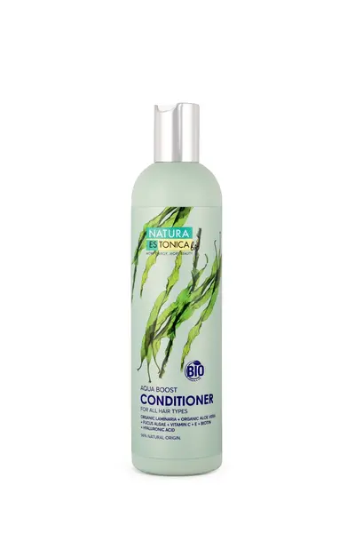 Balsam de par cu acid hialuronic aloe vera si alge marine Aqua Boost, 400ml, Natura Estonica