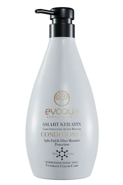 Balsam de Par cu Keratina, EVOQUE Smart Keratin, 380 ml - Profesional, Anti-Frizz, Protectie UV, cu Ulei de Argan si Macadamia