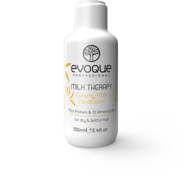 Balsam de Par Travel Size, EVOQUE Milk Therapy Creamy Milk Conditioner, 100 ml - Cu Proteine din Lapte, 12 Aminoacizi si Vitamina E, Hidratant, Anti-Frizz, Fara Parabeni - Evoque