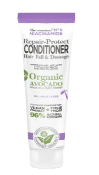 Balsam reparator contra caderii parului cu Niacinamida si Avocado Organic, 225ml, The conscious