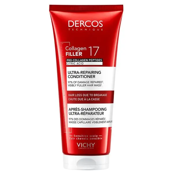 Balsam ultra-reparator cu peptide Pro-Colagen si acid citric Dercos Collagen 17 Filler, Vichy | 200 ml