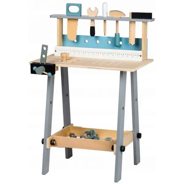 Banc de lucru copii Ecotoys, din lemn cu unelte, 32 de piese KID063094, la doar 268,00 lei