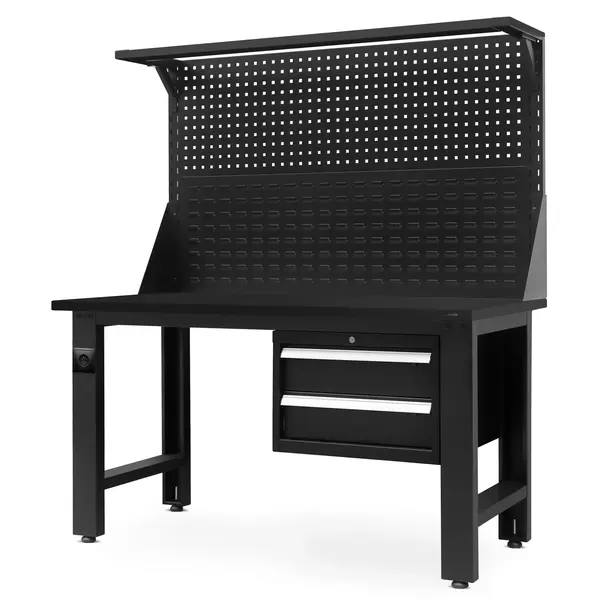 Banc de lucru LOGAN, 1500 x 1700 x 750 mm, All Black: negru Banc de lucru LOGAN, 1500 x 1700 x 750 mm, All Black: negru