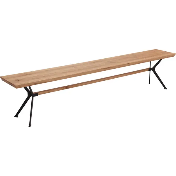 Bancă 220/45/35 cm in negru, culoare lemn stejar
